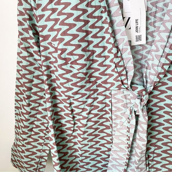 Zara Retro Printed Tie Front Tunic Coverup - Picture 4 of 12